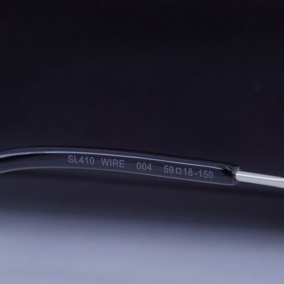 Saint Laurent SL410 WIRE 004 Square Sunglasses - Silver/Grey - Picture 8 of 9